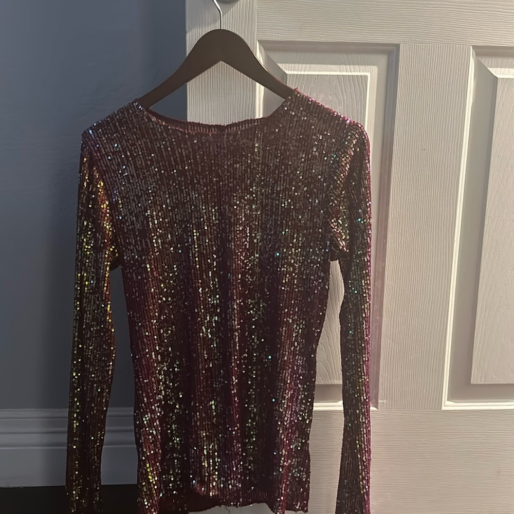 Free people sequin long sleeve top size medium